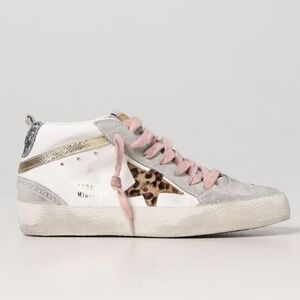 ISO golden goose mid star leopard star pink laces and glitter with gold details